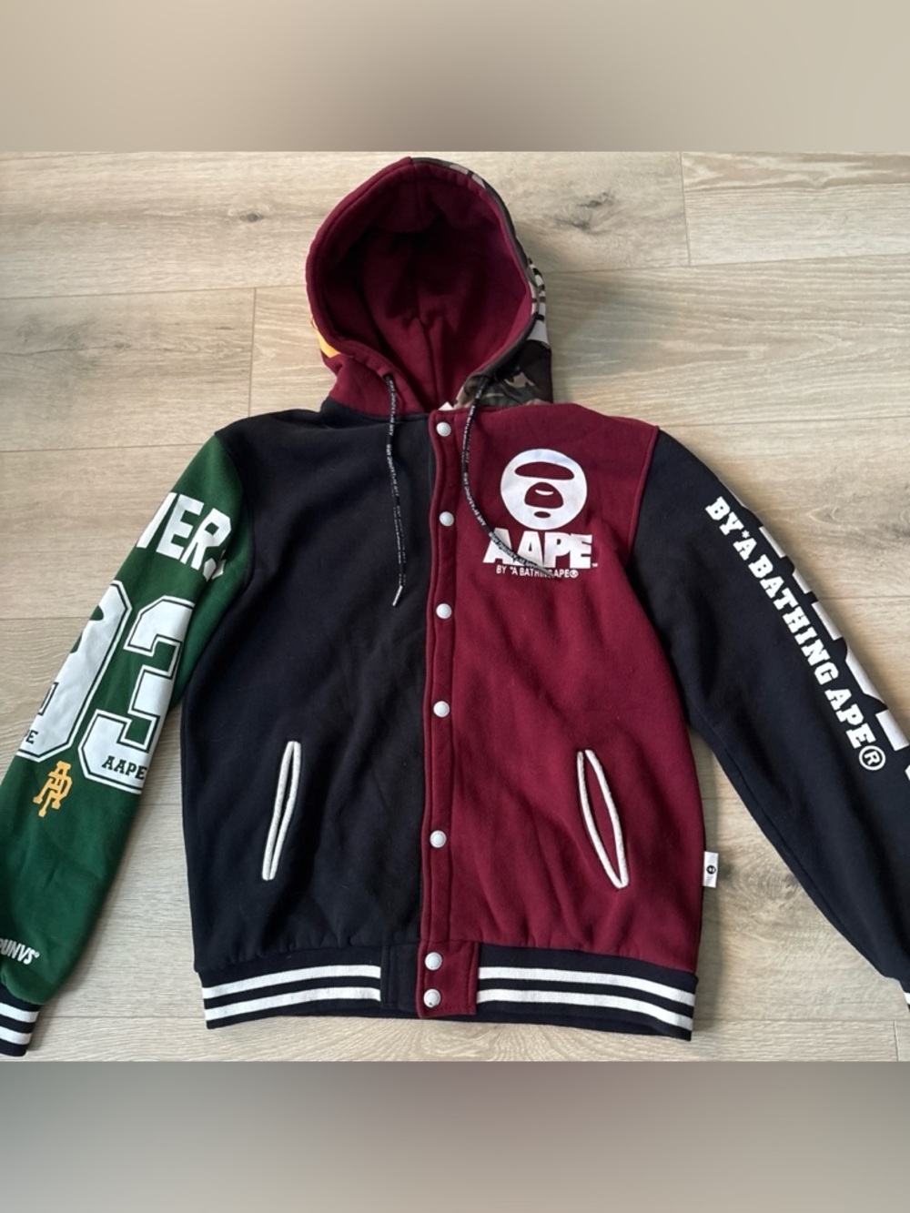 AAPE by BAPE Multicolor Varsity Jacket